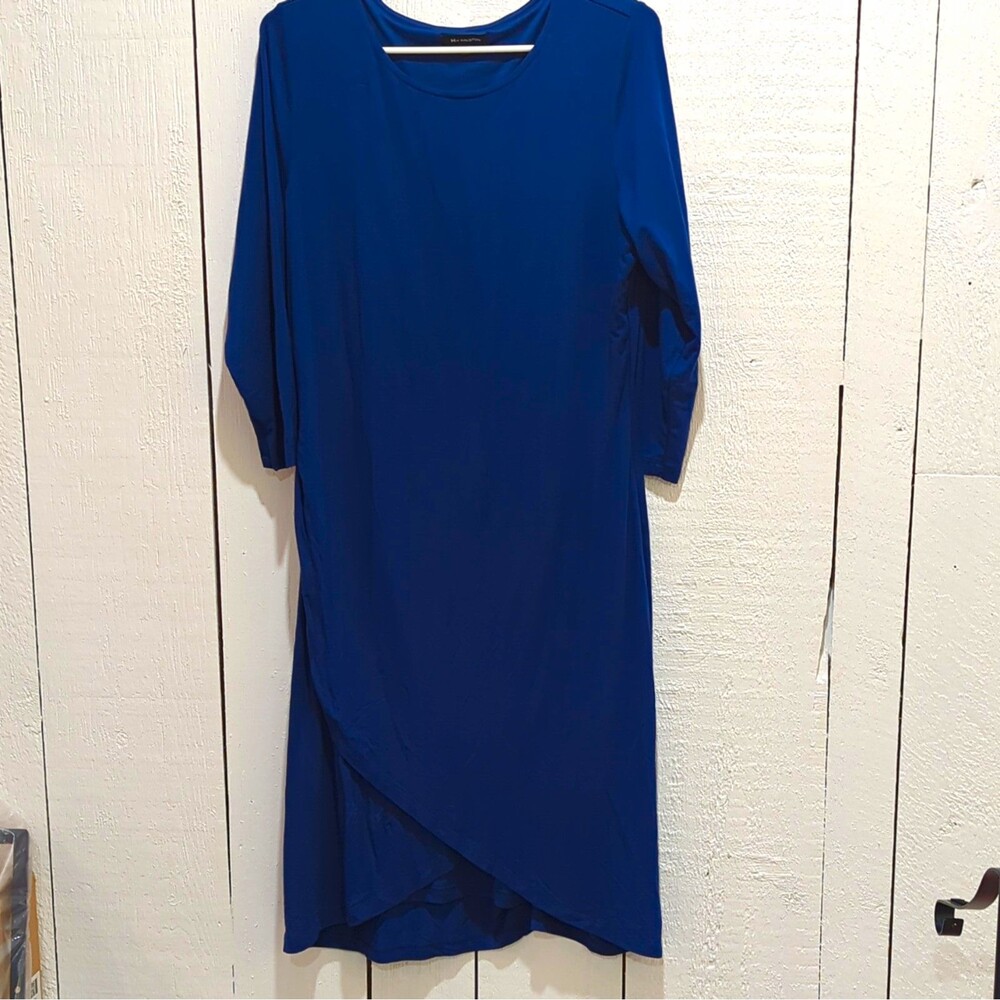 H by Halston Women’s Blue Layered Sheath Dress Long Sleeve M